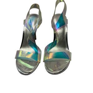 Holographic Translucent Silver Heeled Women's Shoes.   Size 8.5. Coquette Girl